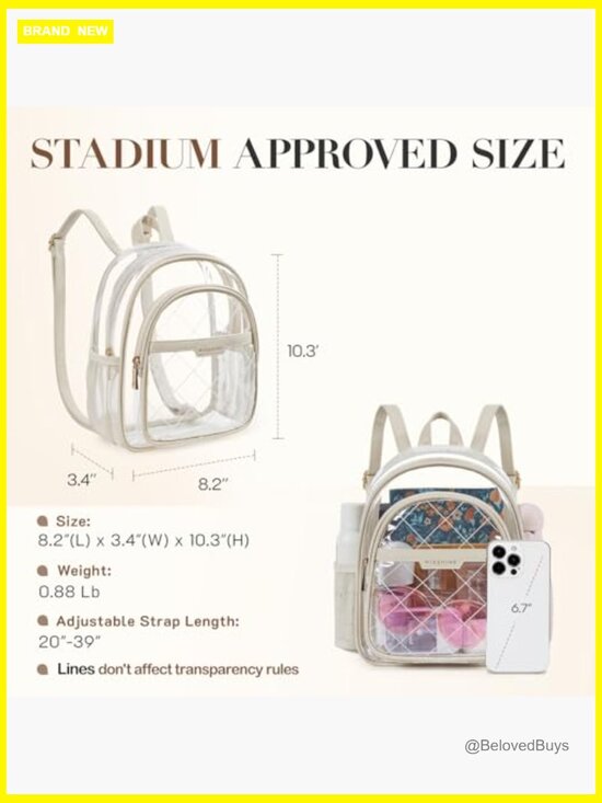 Quilted Clear Backpack for Stadium Events Anti-theft Mini Bag main image 6